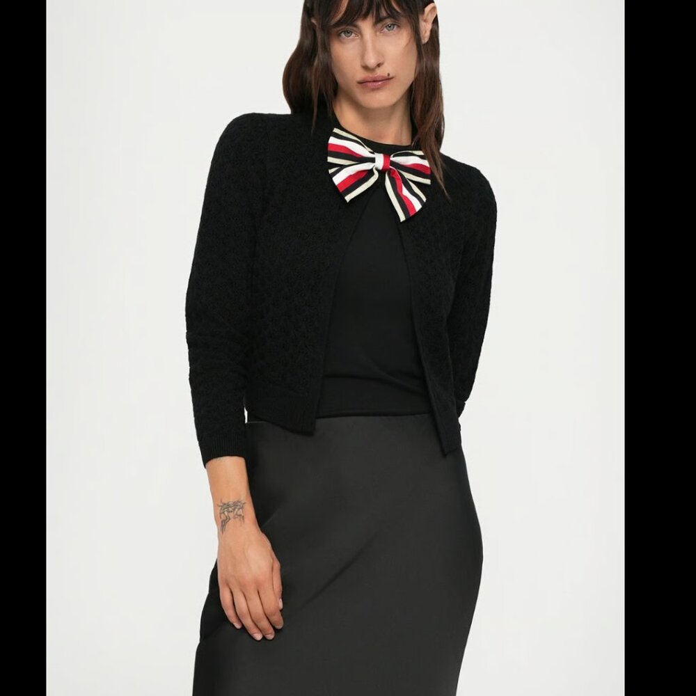 Alice + Olivia DOLLIE OPEN FRONT CARDIGAN - Cardigan - black Size M